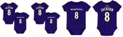 Outerstuff Infant Lamar Jackson Purple Baltimore Ravens Mainliner Name Number Bodysuit